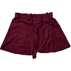 Ambiance Apparel Burgundy Paperbag Waist Tie Front Skirt Size Medium Women's